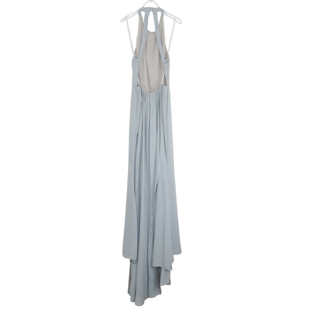 Jarlo Soft Gray Long High Neck Open Back Maxi Dress Bridal Gown Size 14 - Picture 6 of 8
